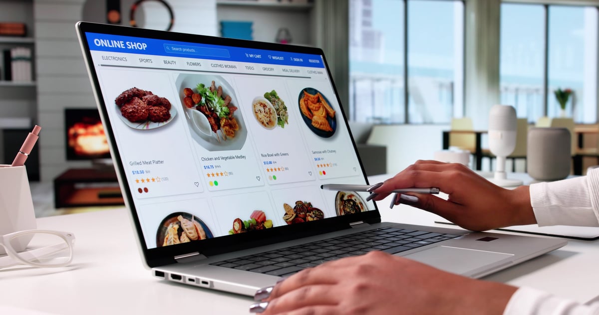 Restaurant website on laptop screen
